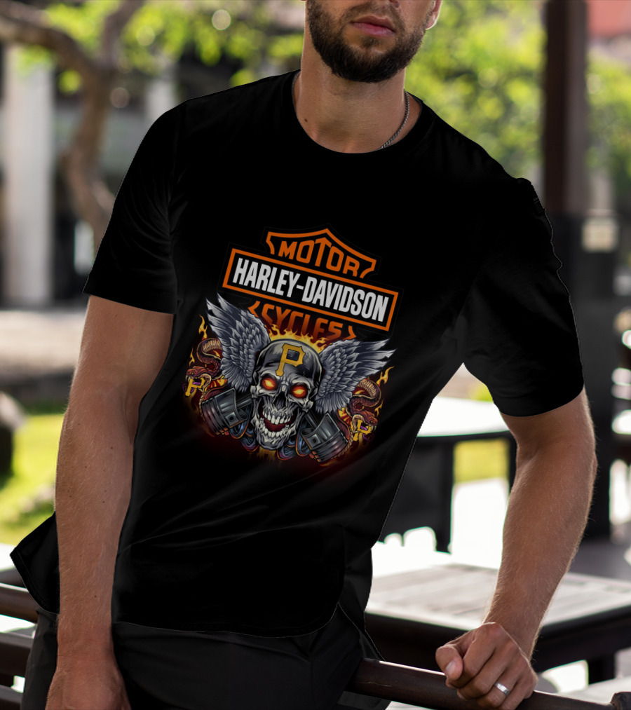 Harley Davidson Motorcycles Skull Wings Flames P T-Shirt