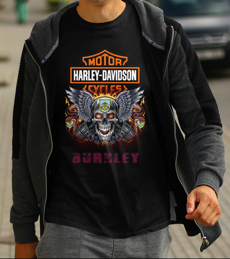Harley Davidson Motor Cycles Winged Skull Burnley T-Shirt