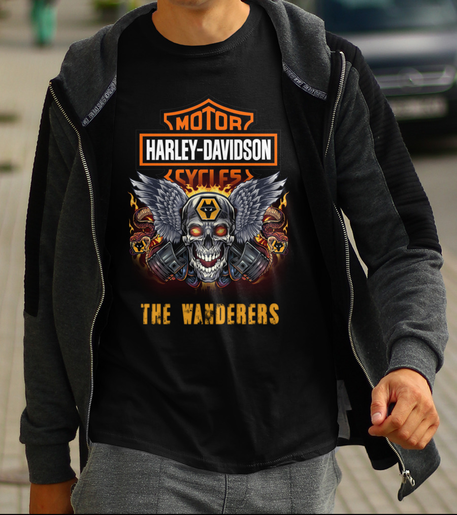 Harley Davidson Motor Cycles The Wanderers Winged Skull Snakes T-Shirt