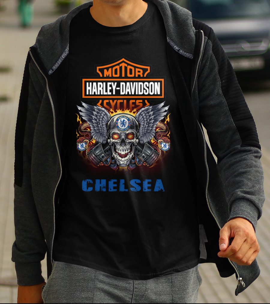 Harley Davidson Motor Cycles Chelsea Skull Wings T-Shirt