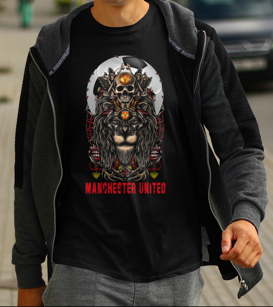 Manchester United Lion Skull Football Crest T-Shirt