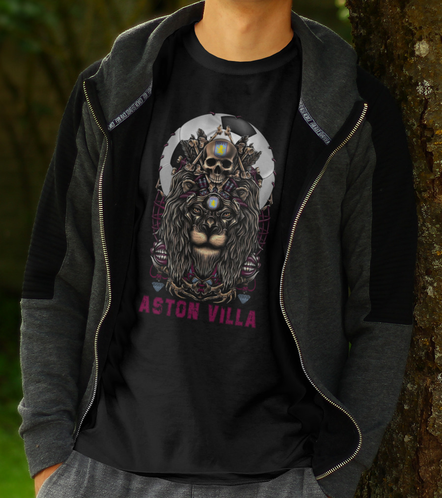 Aston Villa 114 Nha Av Lion And Skull Crest T-Shirt