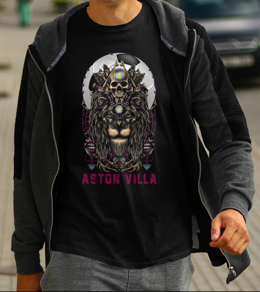Aston Villa 114 Nha Av Lion And Skull Crest T-Shirt