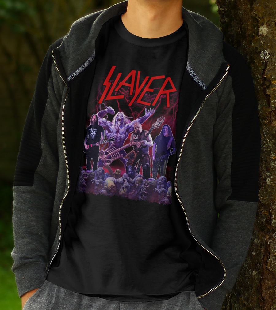 Slayer Band Graphic With Guitarists And Undead Creatures T-Shirt