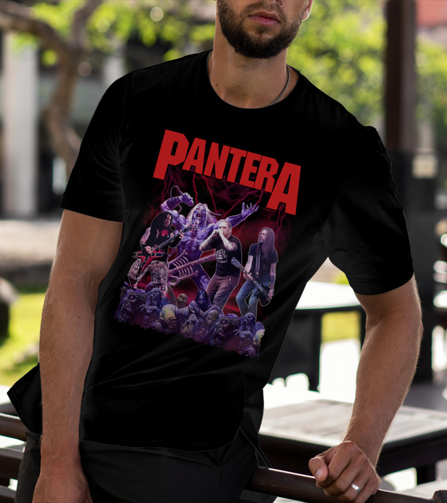Pantera Live Electric Performance With Zombies And Purple Lightning T-Shirt