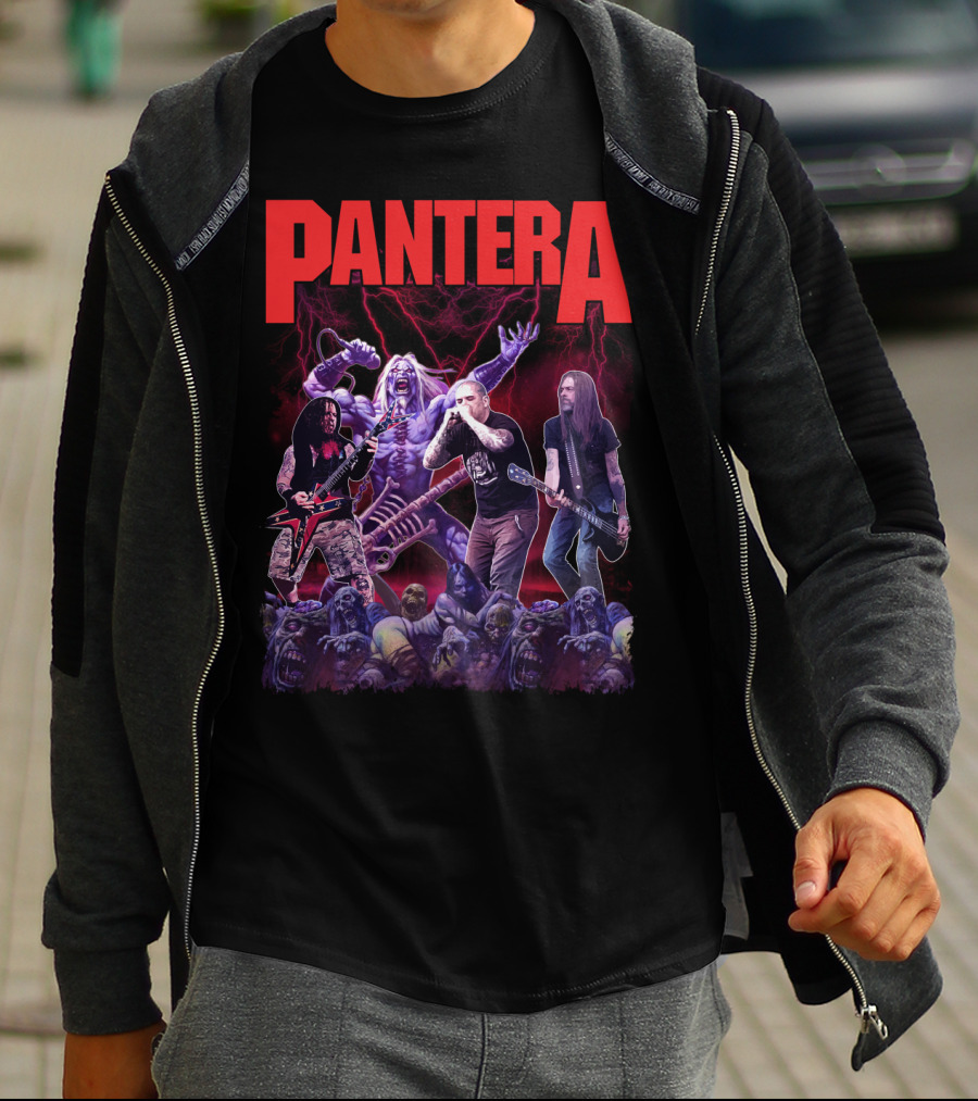 Pantera Live Electric Performance With Zombies And Purple Lightning T-Shirt