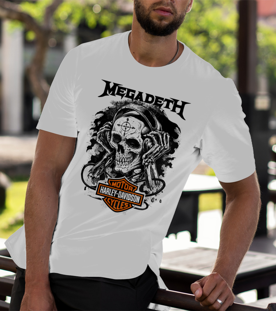 Megadeth Harley Davidson Skeleton Art T-Shirt