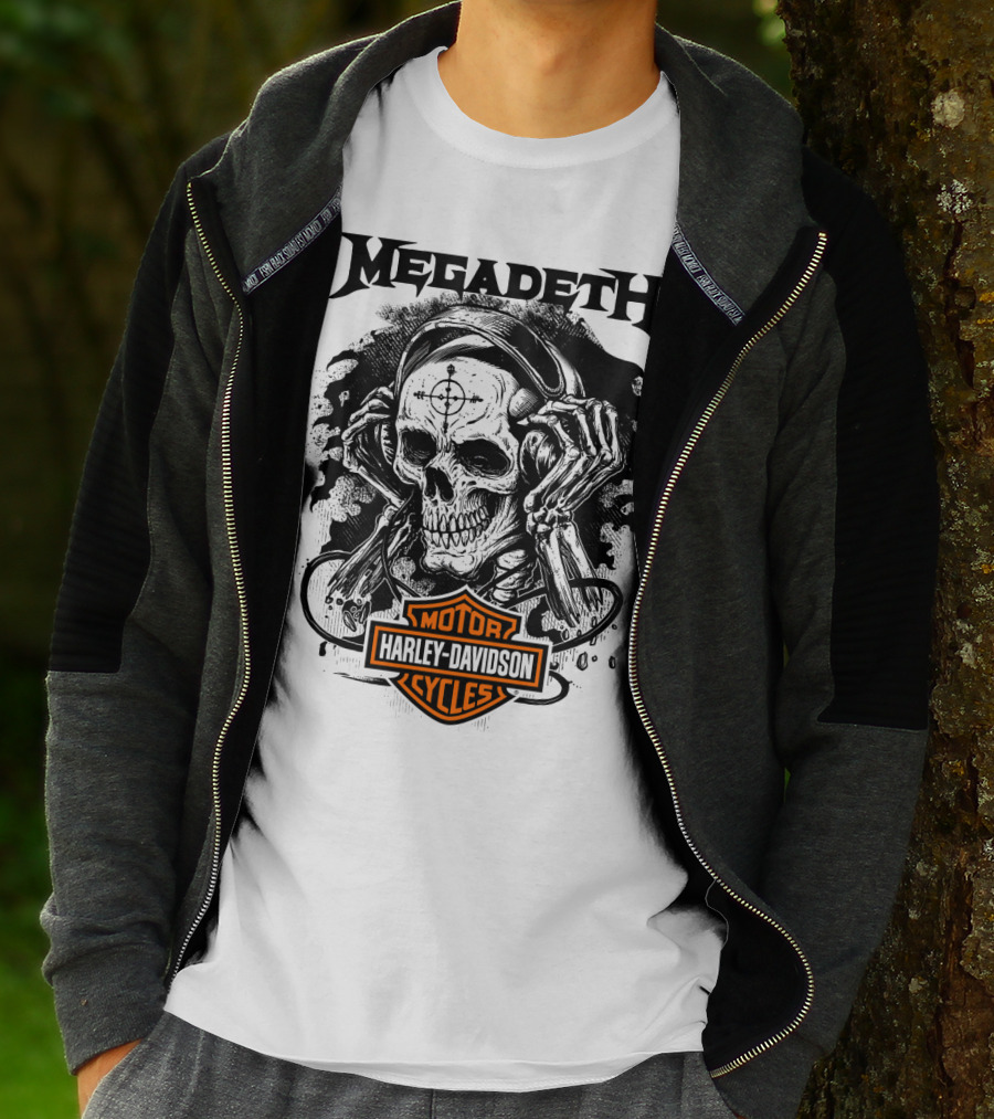 Megadeth Harley Davidson Skeleton Art T-Shirt