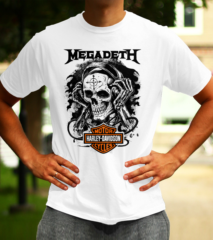 Megadeth Harley Davidson Skeleton Art T-Shirt