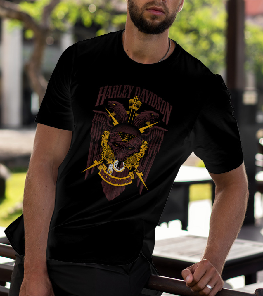 Harley Davidson Washington Redskins Nfl 131 Logo Vintage Style T-Shirt