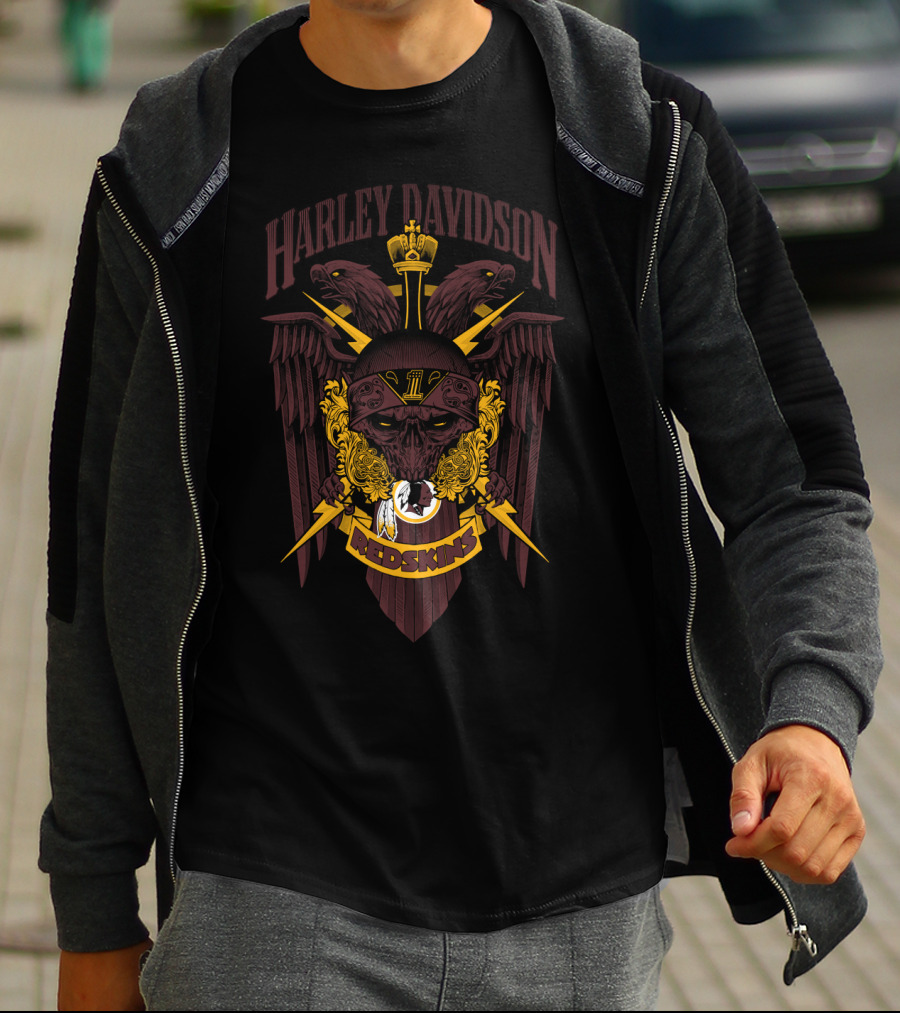 Harley Davidson Washington Redskins Nfl 131 Logo Vintage Style T-Shirt