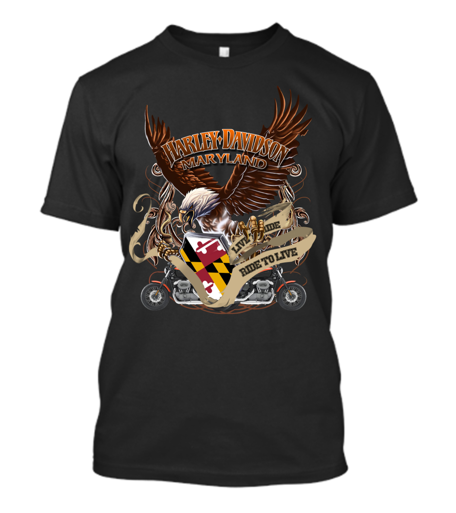 Harley Davidson Maryland Eagle Live To Ride Ride To Live T-Shirt