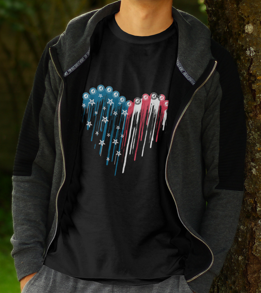 Ncaa Alabama Crimson Tide Heart Stars And Stripes T-Shirt