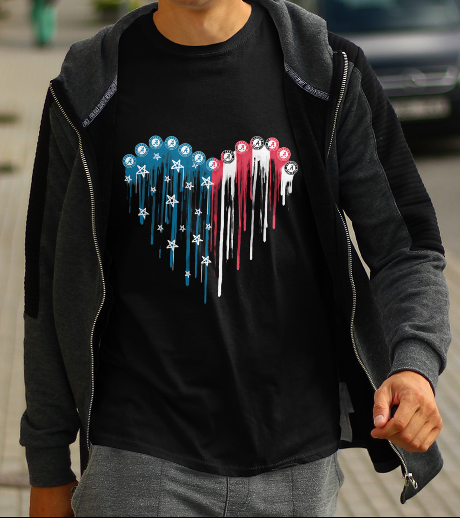 Ncaa Alabama Crimson Tide Heart Stars And Stripes T-Shirt