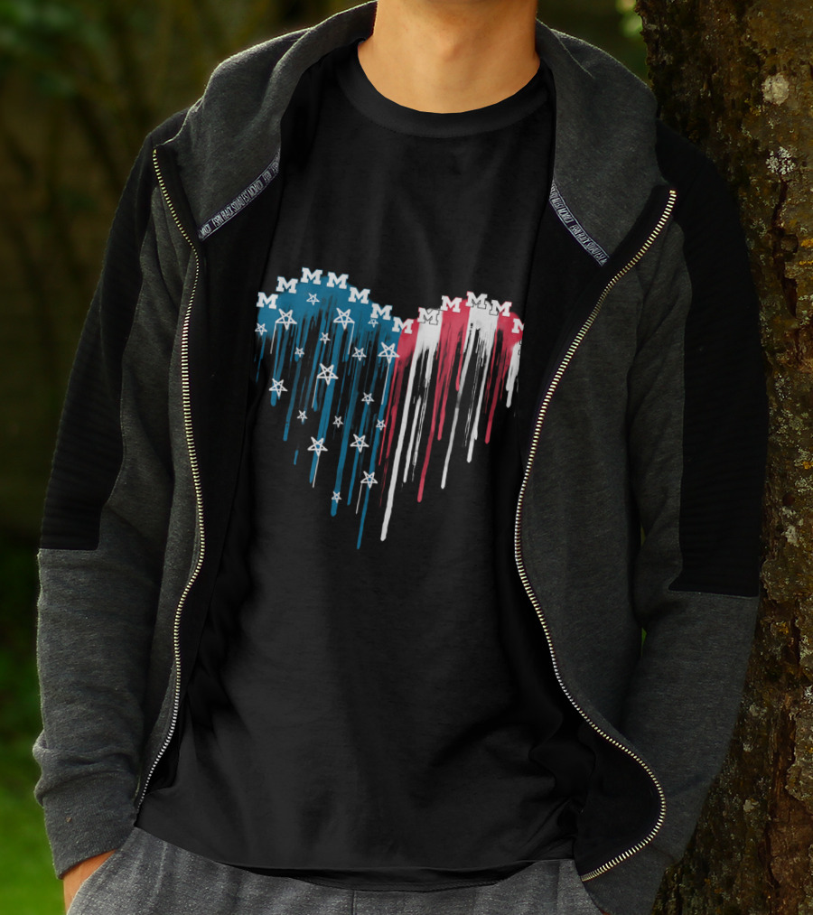Michigan Wolverines Heart Stars Stripes Dripping M M M T-Shirt