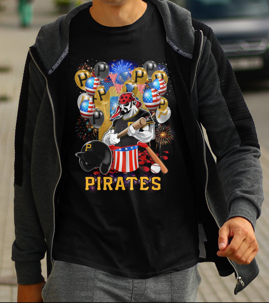 Mlb Pittsburgh Pirates Patriotic Fireworks Baseball Celebration T-Shirt