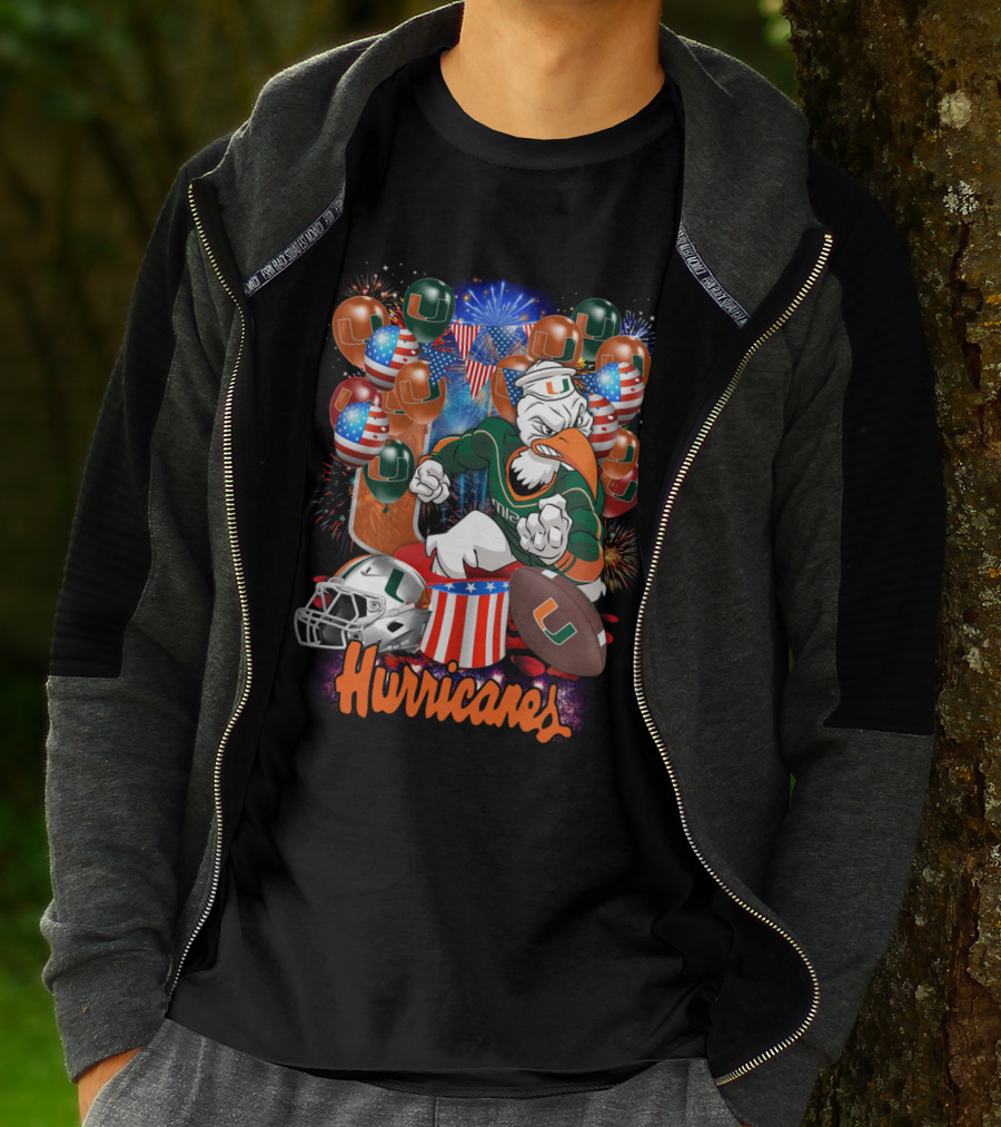 Miami Hurricanes Football Fireworks And Patriotic Celebration T-Shirt