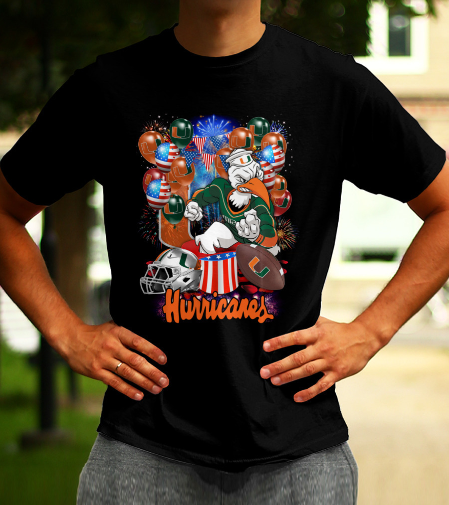 Miami Hurricanes Football Fireworks And Patriotic Celebration T-Shirt