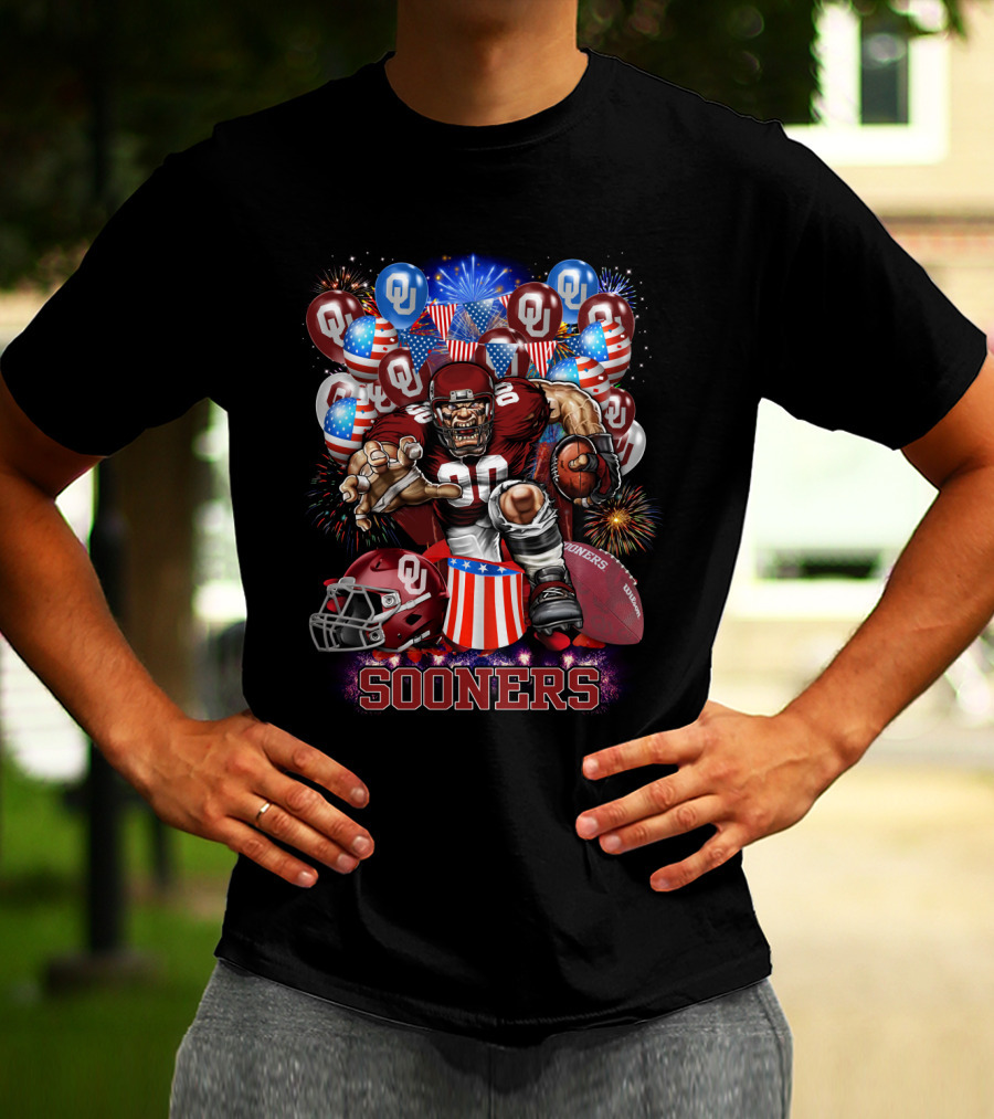 Ncaa Oklahoma Sooners Football Celebration With Fireworks And Balloons T-Shirt