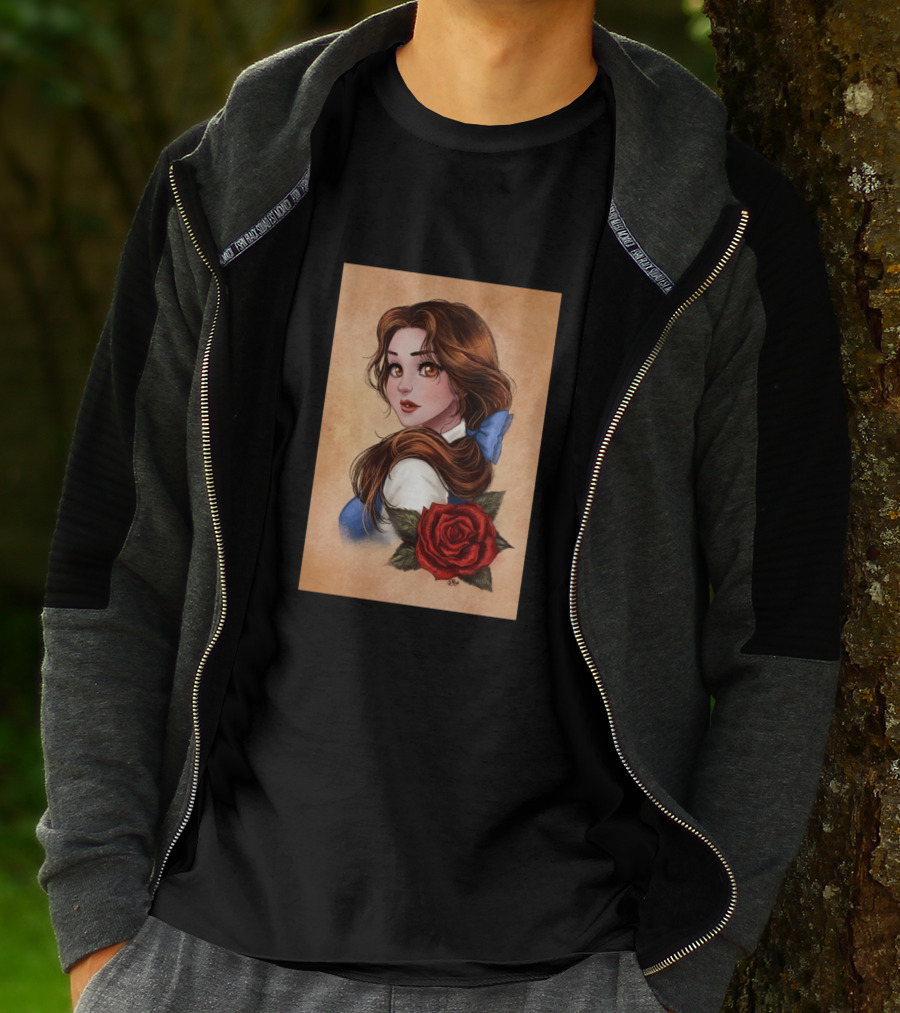 Great Picture Girl Rose With Blue Bow Brown Hair T-Shirt