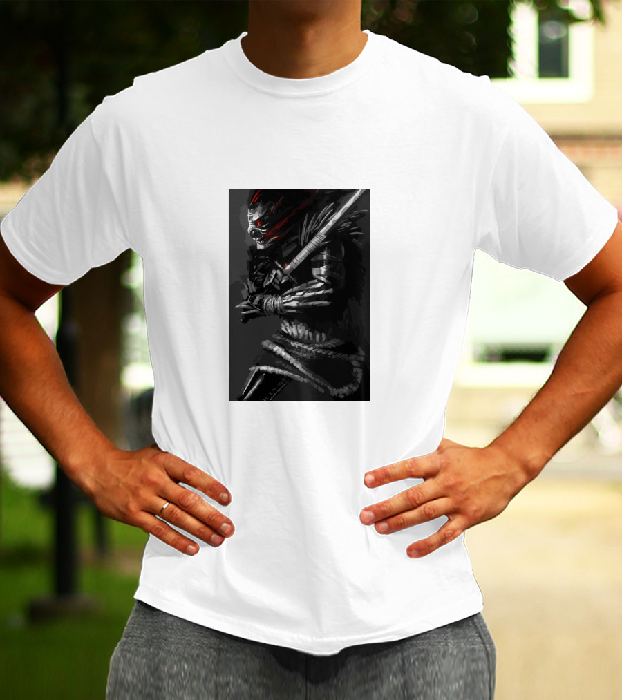 Dark Sword-Wielding Assassin Warrior T-Shirt