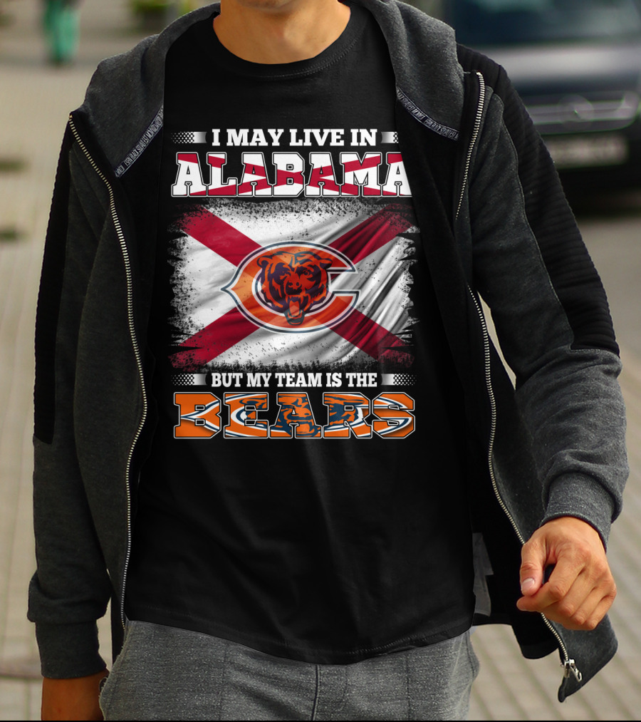 I May Live In Alabama But My Team Is The Bears Florida Flag T-Shirt