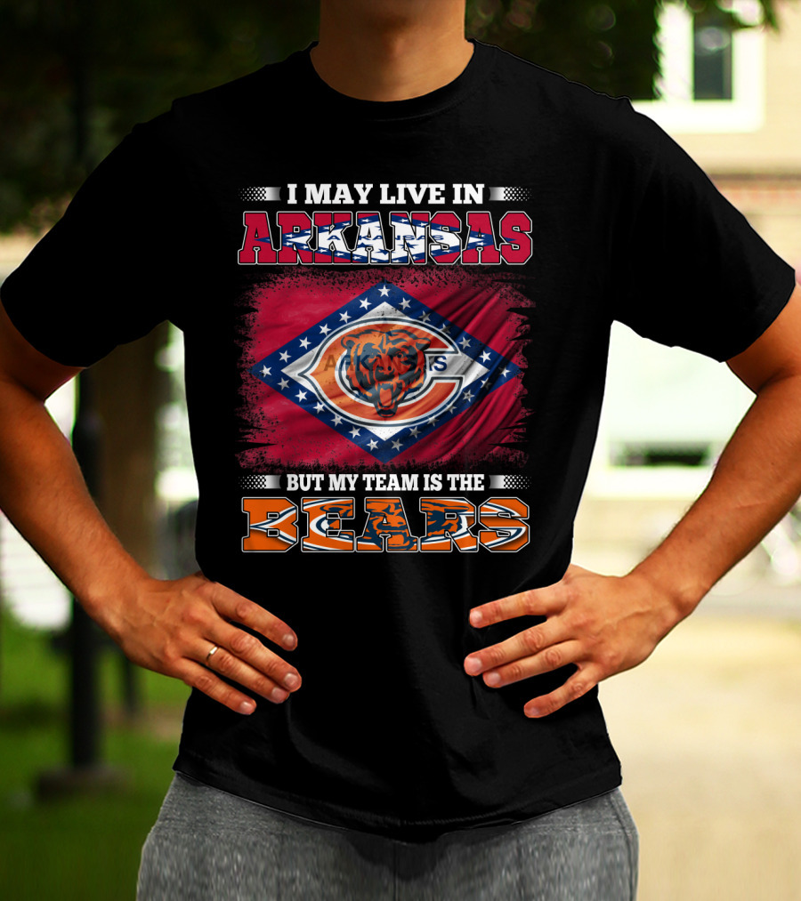 I May Live In Arkansas But My Team Is The Bears Flag T-Shirt