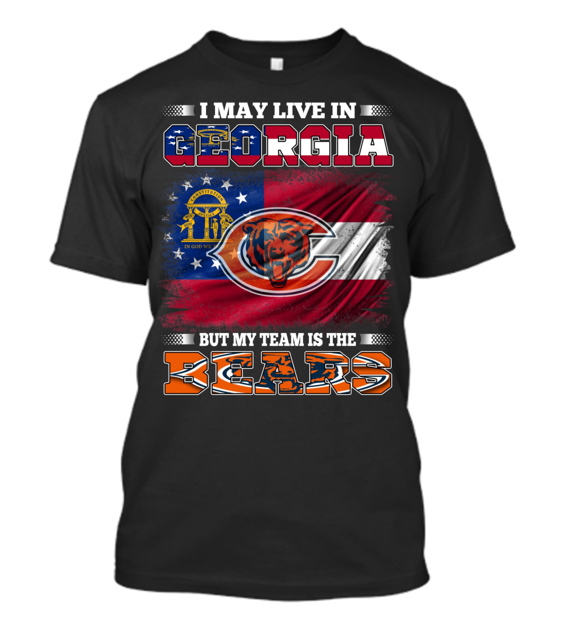 I May Live In Georgia Flag Mix But My Team Is The Bears T-Shirt
