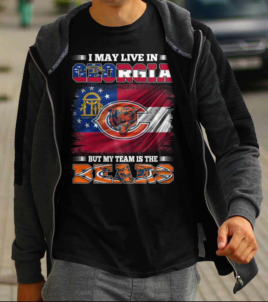 I May Live In Georgia Flag Mix But My Team Is The Bears T-Shirt