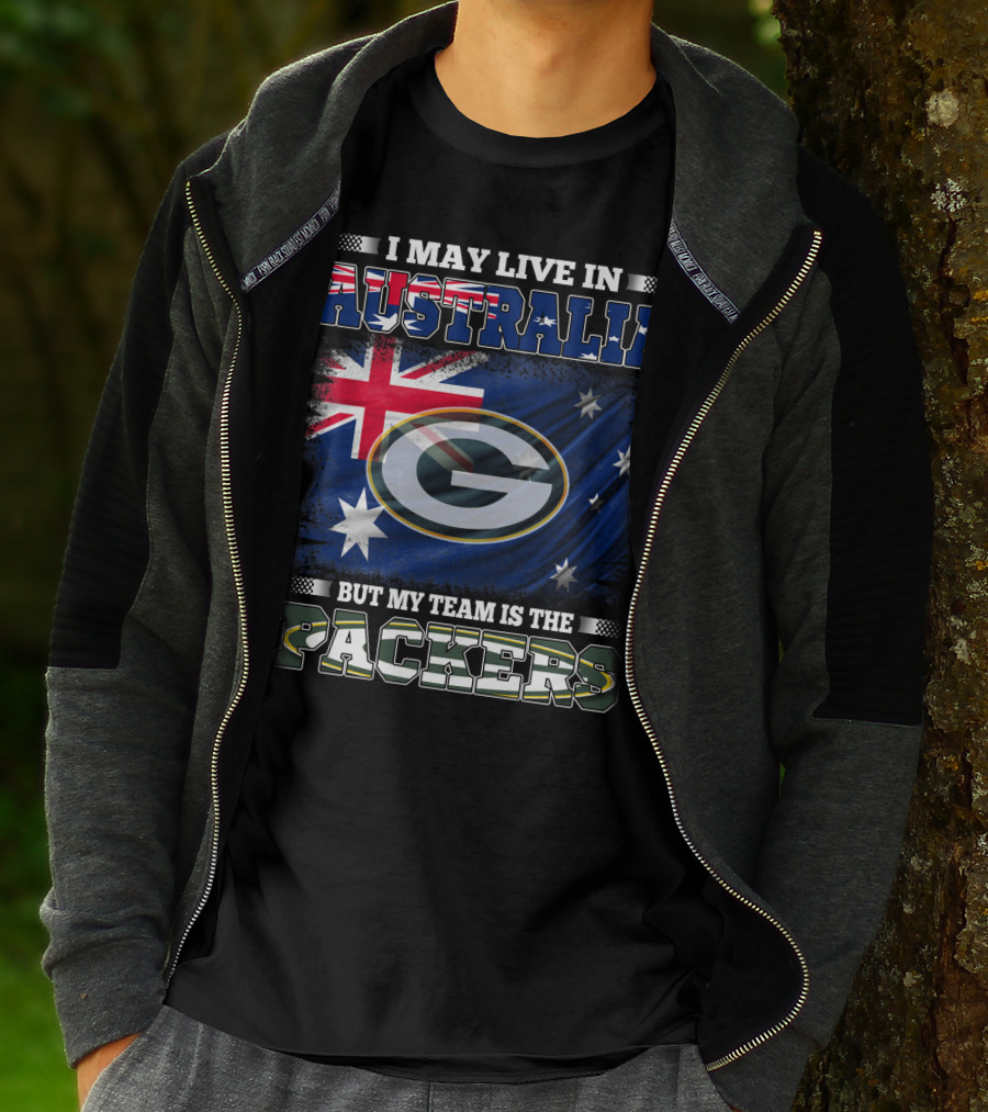 I May Live In Australia But My Team Is The Packers Australia Flag Packers T-Shirt
