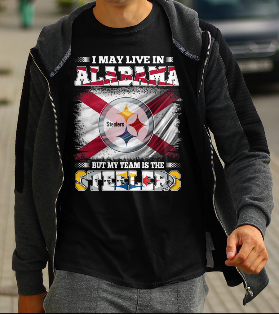 I May Live In Alabama But My Team Is The Steelers Flag T-Shirt