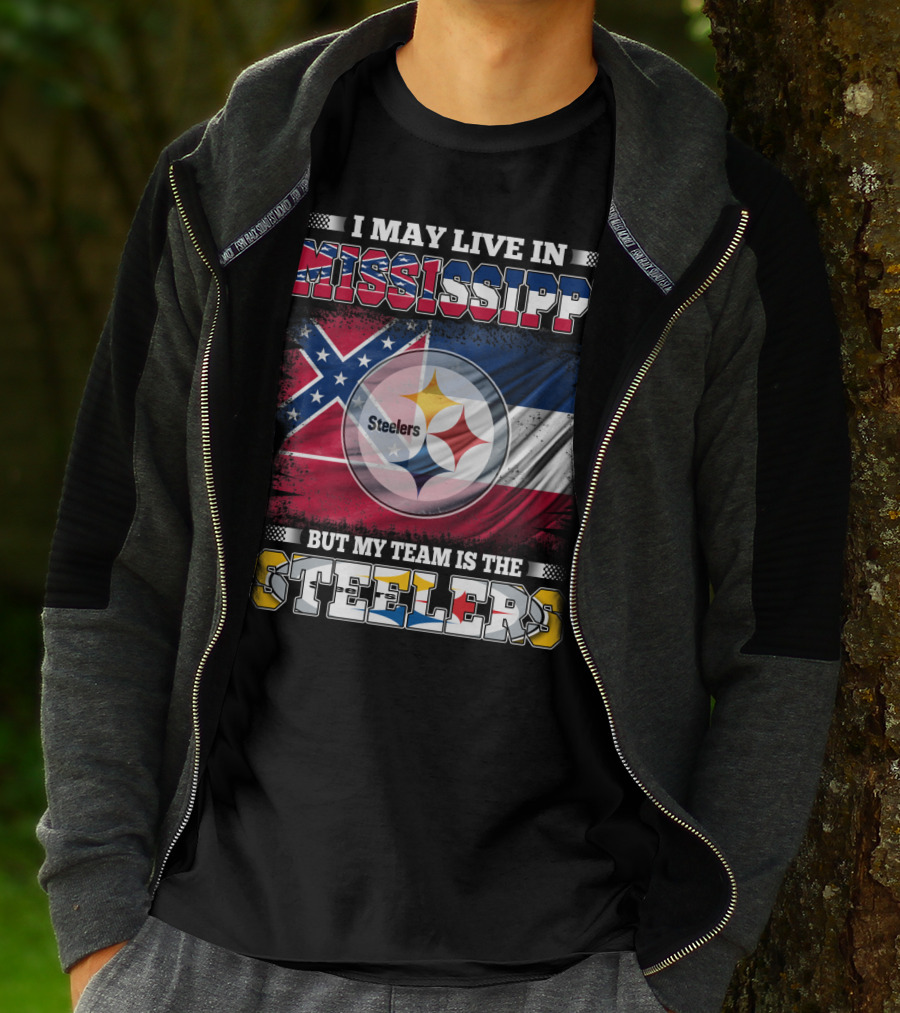 I May Live In Mississippi But My Team Is The Steelers Flag T-Shirt