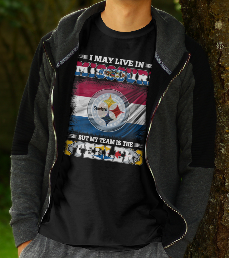 Steelers Fan Living In Missouri With Team Pride Background T-Shirt