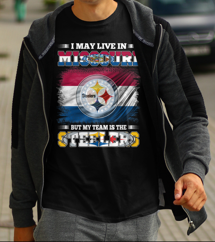 Steelers Fan Living In Missouri With Team Pride Background T-Shirt