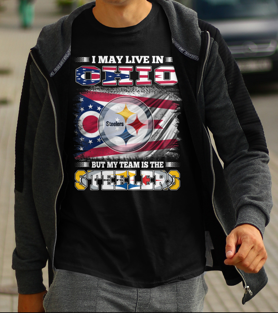 I May Live In Ohio But My Team Is The Steelers Flag T-Shirt