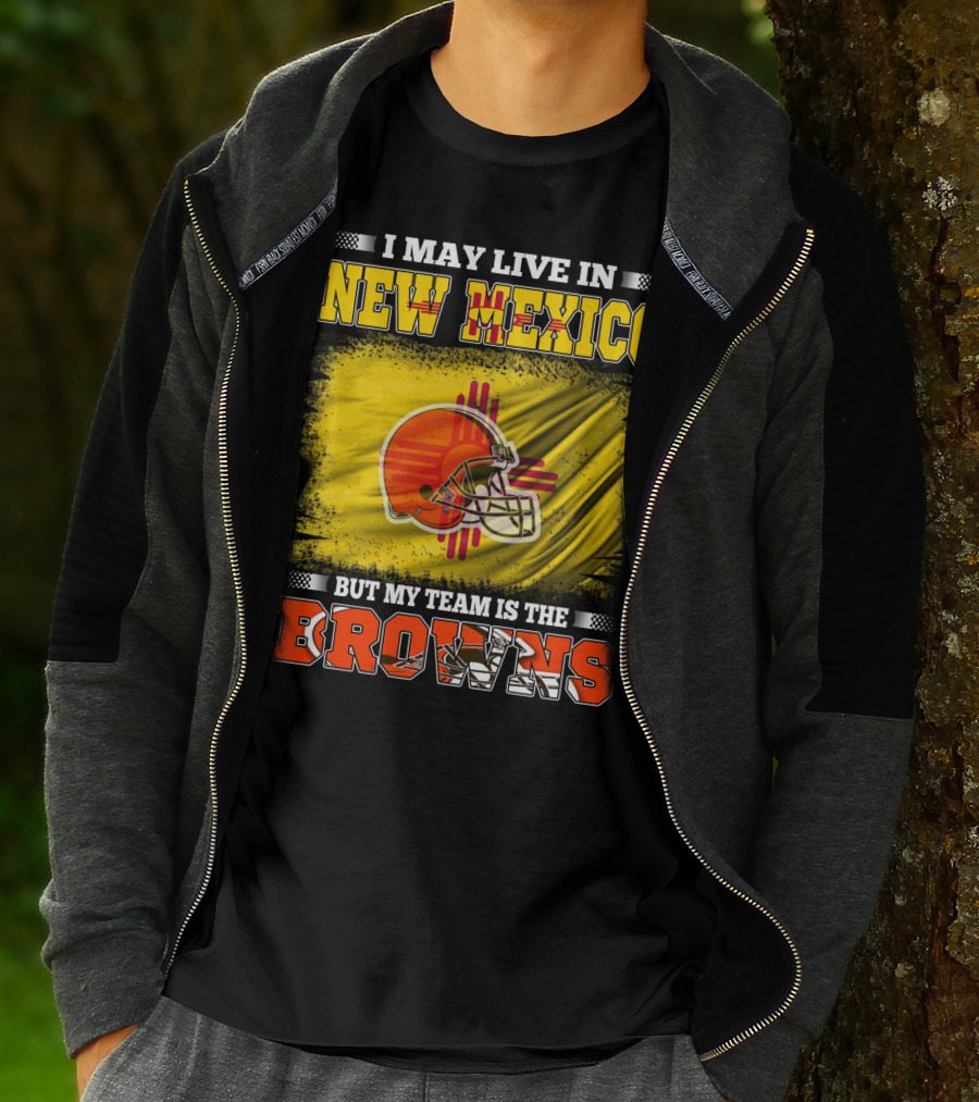 I May Live In New Mexico But My Team Is The Browns Zia Symbol Football Helmet T-Shirt