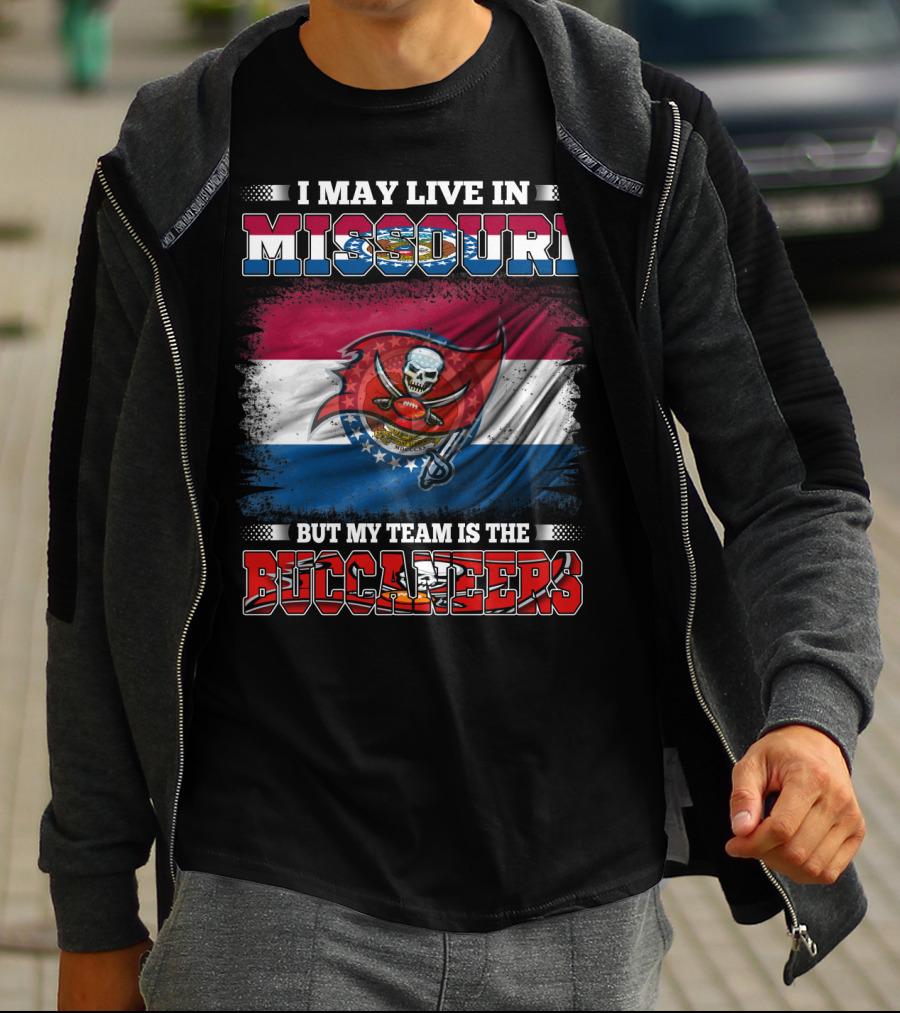 Missouri Fan With Buccaneers Pride And Team Spirit Flag T-Shirt