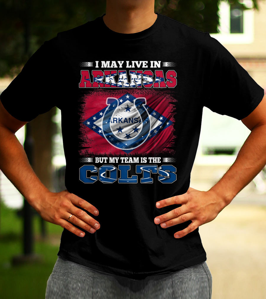 Arkansas State Flag Pride With Colts Team Allegiance T-Shirt