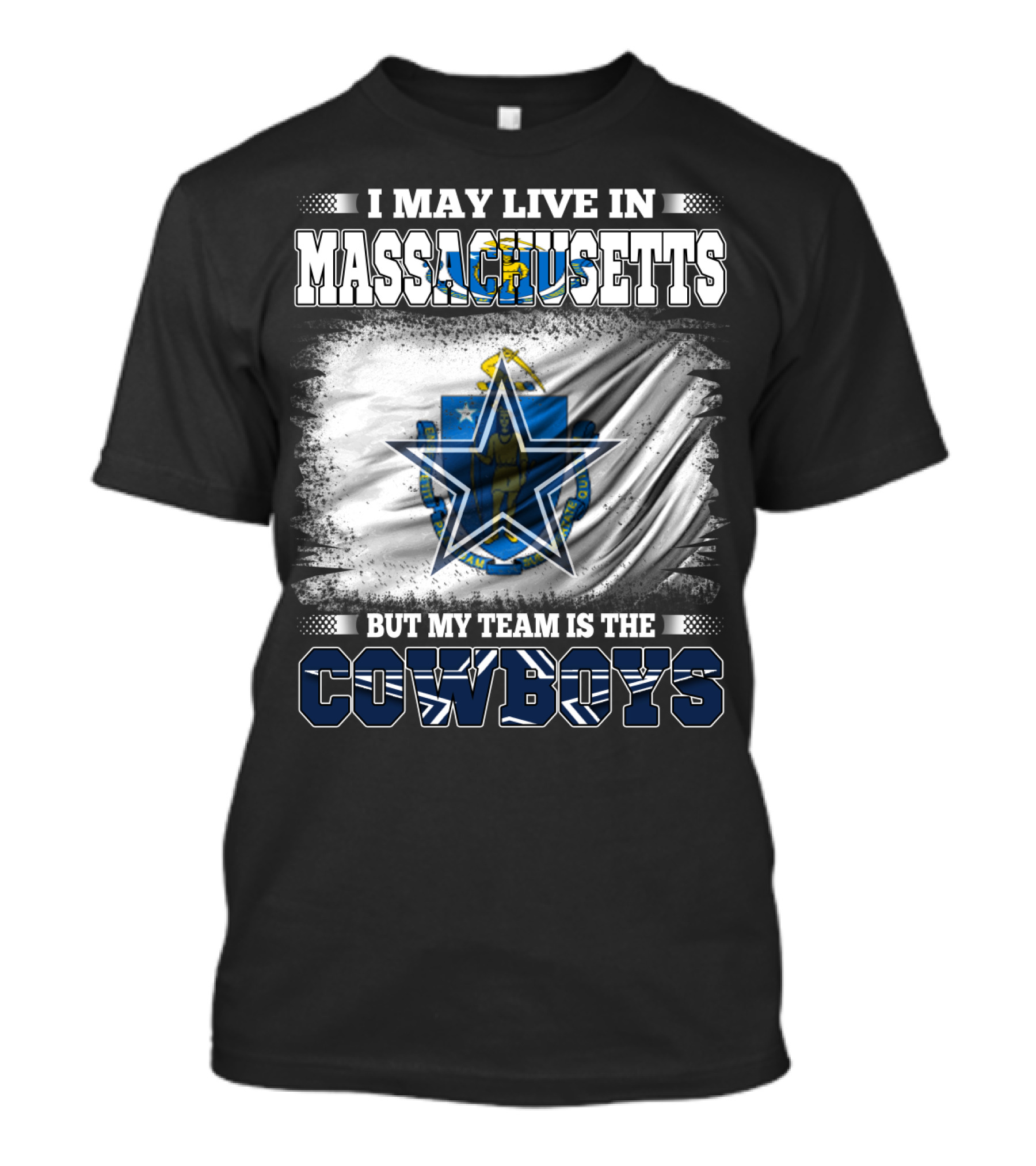 Massachusetts Pride With Loyalty To Cowboys Football Team T-Shirt