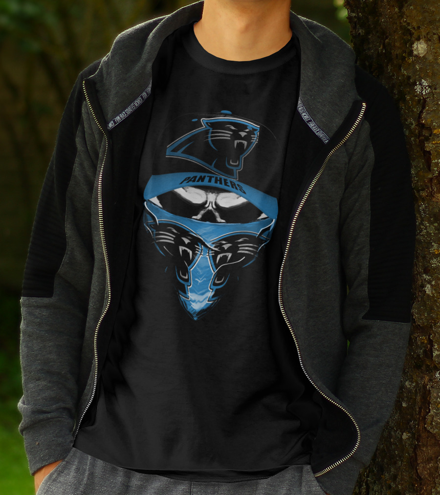 Carolina Panthers Panther Logo And Cap Display T-Shirt