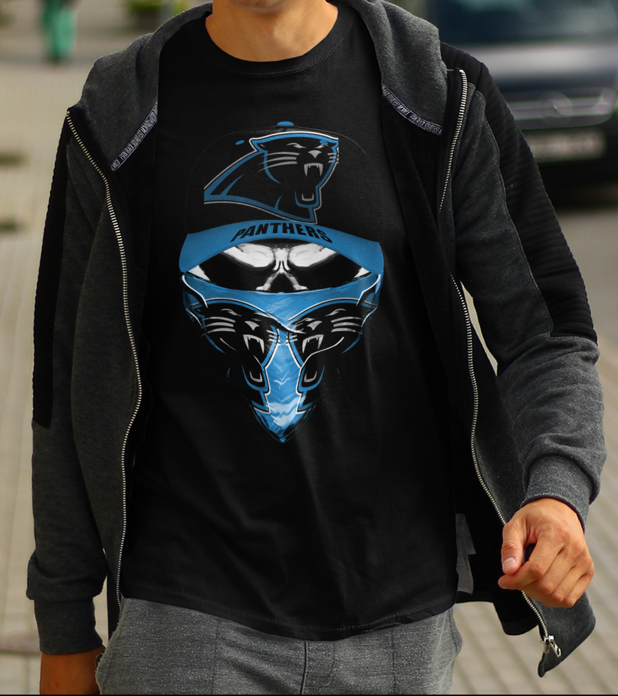 Carolina Panthers Panther Logo And Cap Display T-Shirt