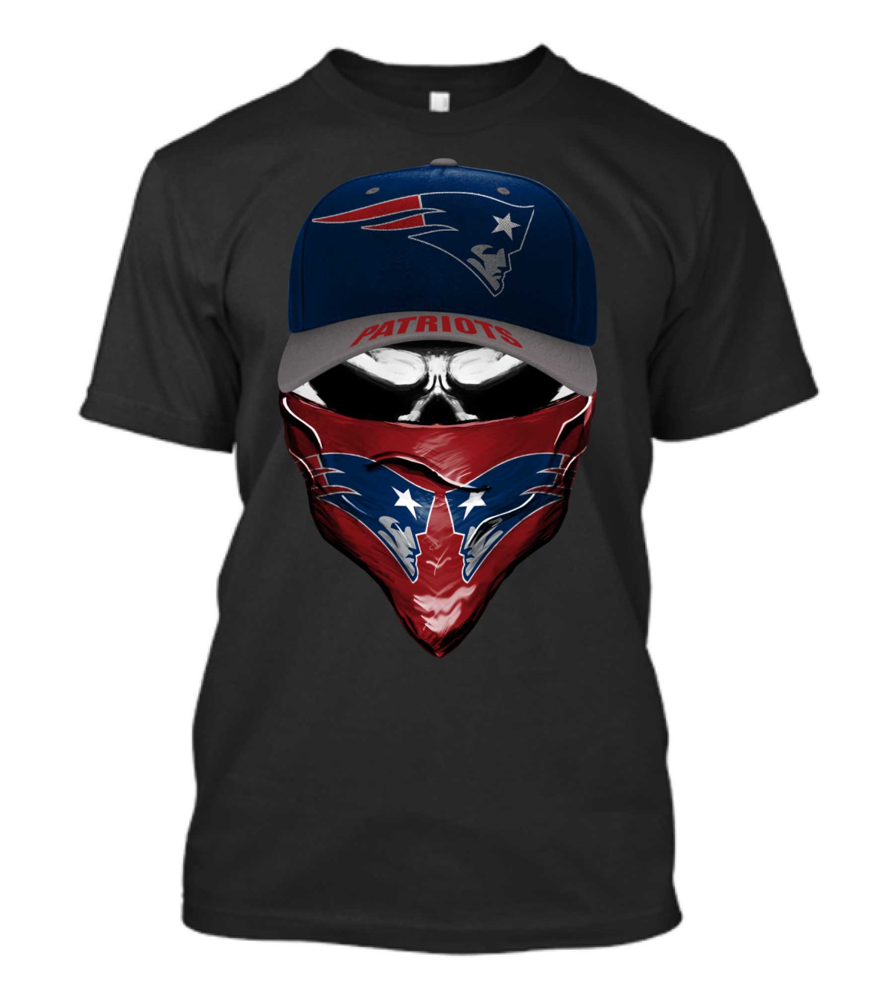 New England Patriots Hat And Bandana Skull Style T-Shirt