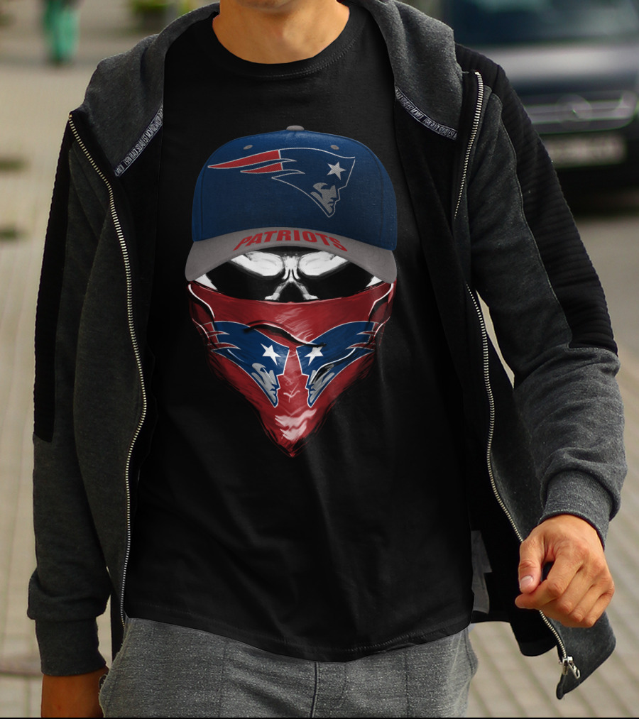 New England Patriots Hat And Bandana Skull Style T-Shirt