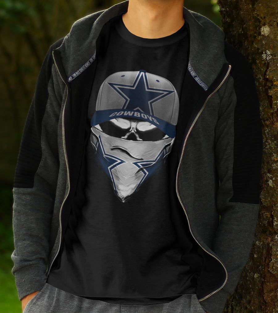 Dallas Cowboys Star Emblem Hat Bandana Skull T-Shirt