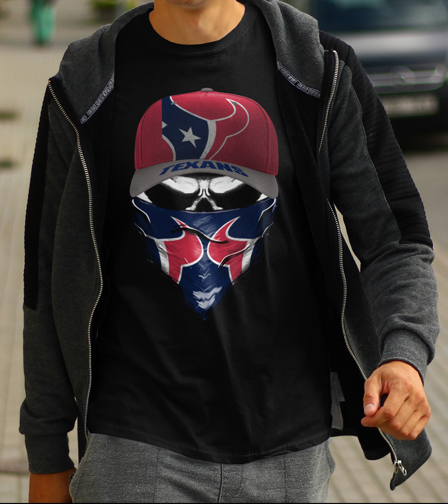 Houston Texans Mask Hat Logo Fan Gear T-Shirt