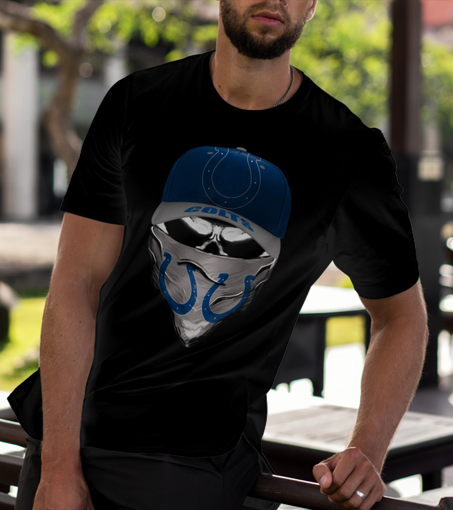 Indianapolis Colts Football Horseshoe Mask Hat T-Shirt