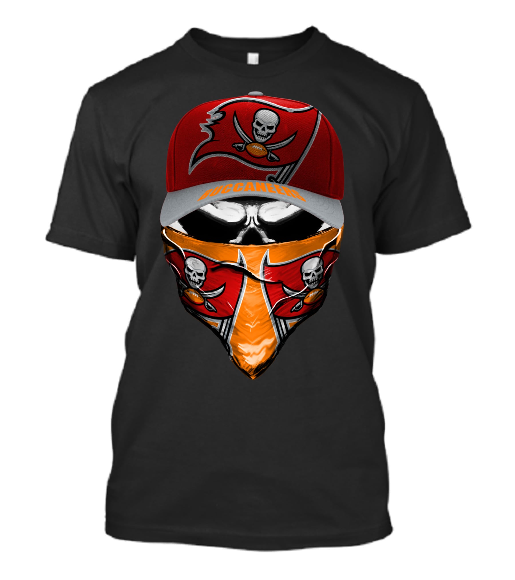 Tampa Bay Buccaneers Bold Team Skull Mask And Cap T-Shirt