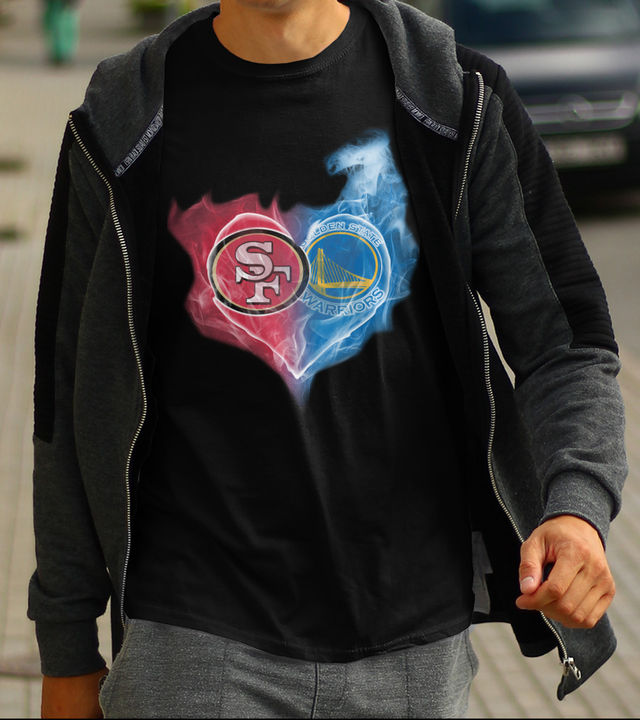 San Francisco 49ers Golden State Warriors Heart Fusion T-Shirt