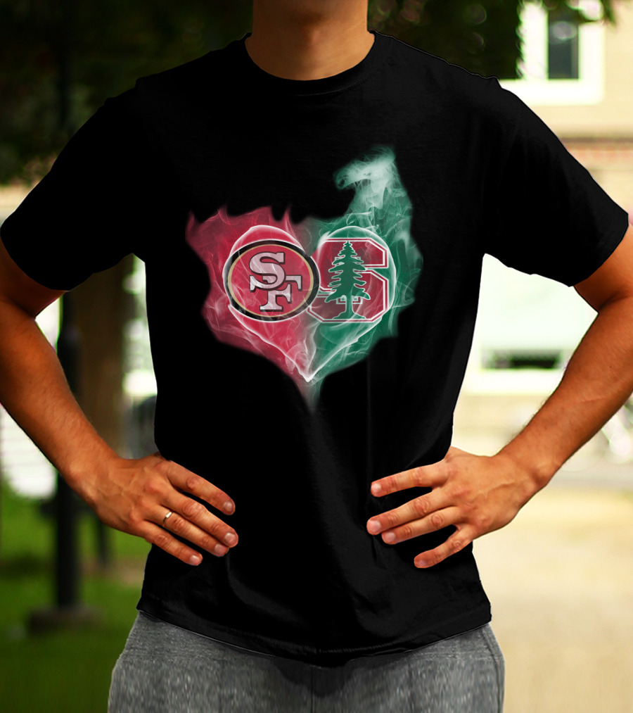 49ers SF Stanford Cardinal Logo Heart T-Shirt
