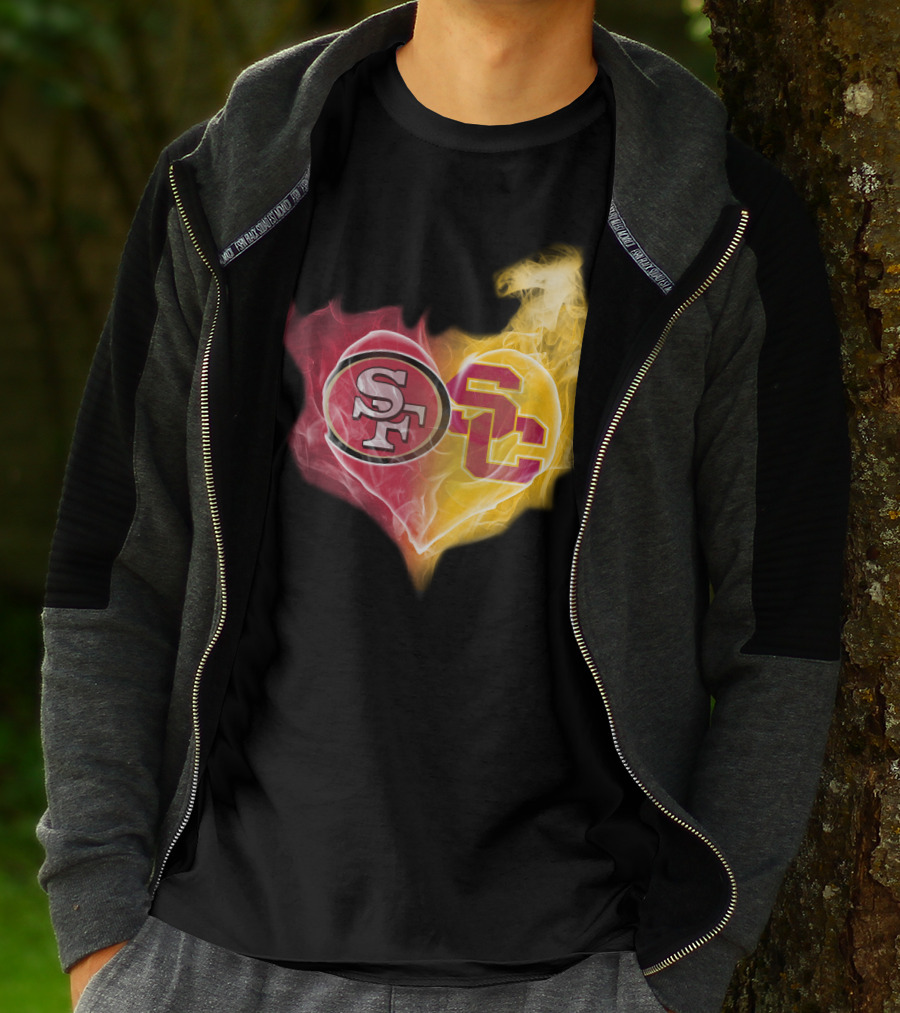 49ers SF USC Trojans Heart Emblem T-Shirt